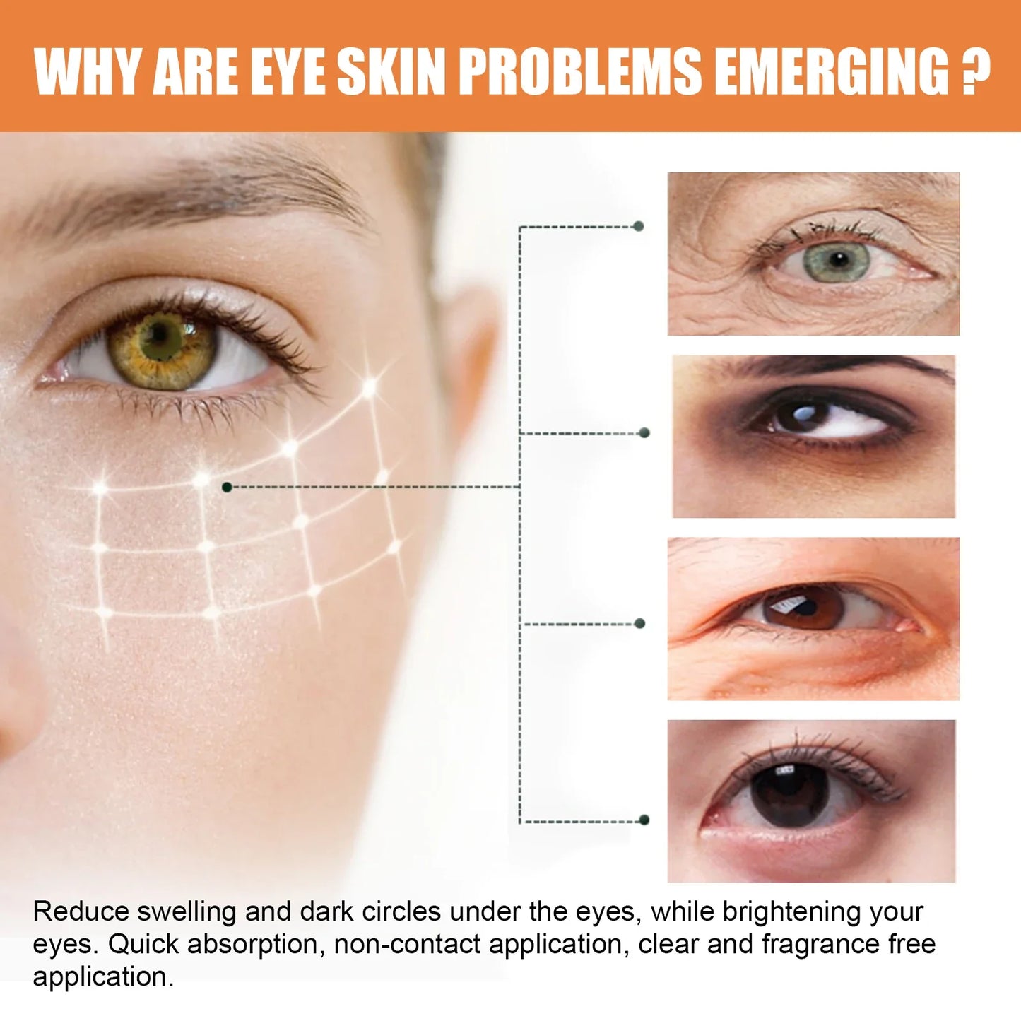 Vitamin C Eye Balm Moisturizing Eye Bag Removal Dark Circles Reduce Fine Lines anti Puffiness Brightening Eye Cream Stick